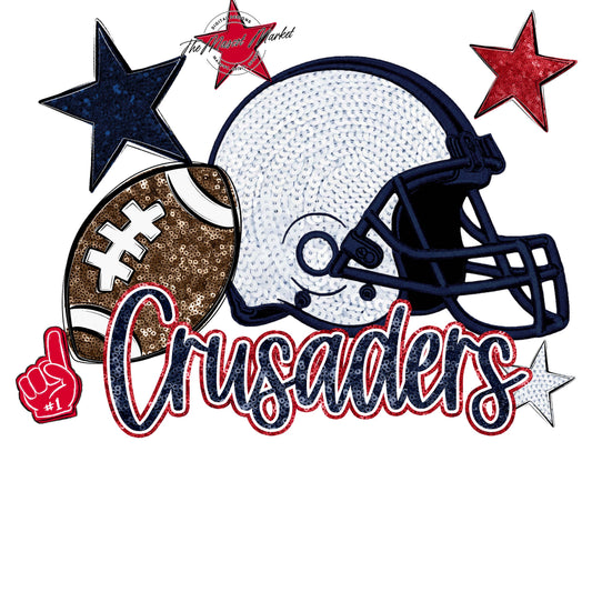 Crusaders Football Embroidered Sequins Design-Navy & Red