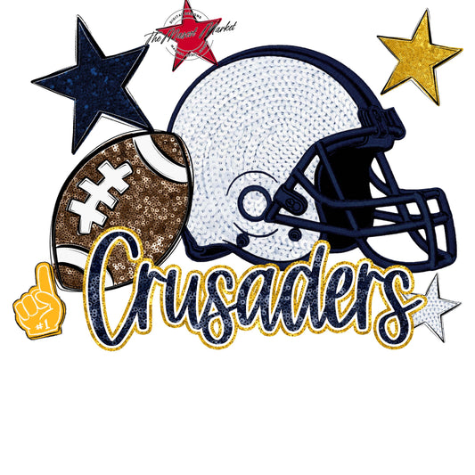 Crusaders Football Embroidered Sequins Design-Navy & Yellow