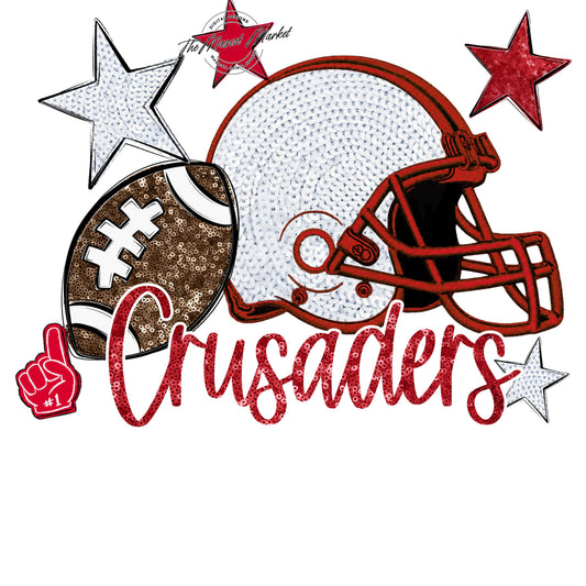Crusaders Football Embroidered Sequins Design-Red