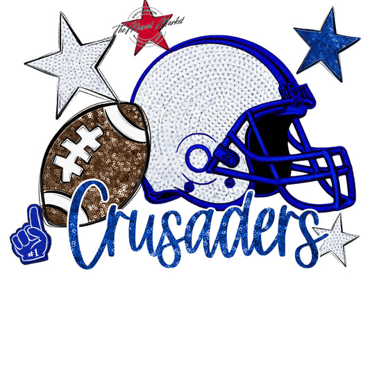 Crusaders Football Embroidered Sequins Design-Royal Blue
