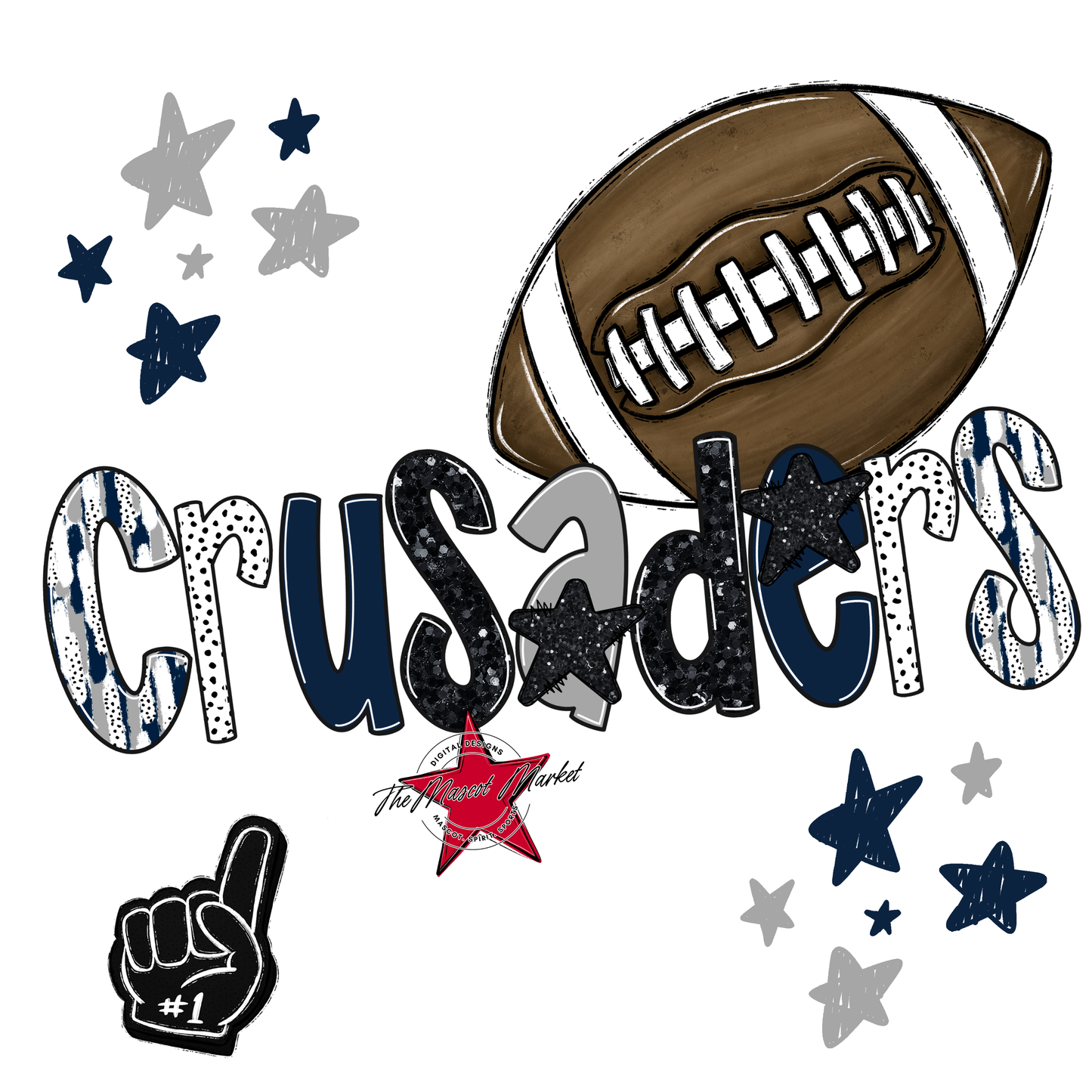 Crusaders Football Scrape-Navy-Grey