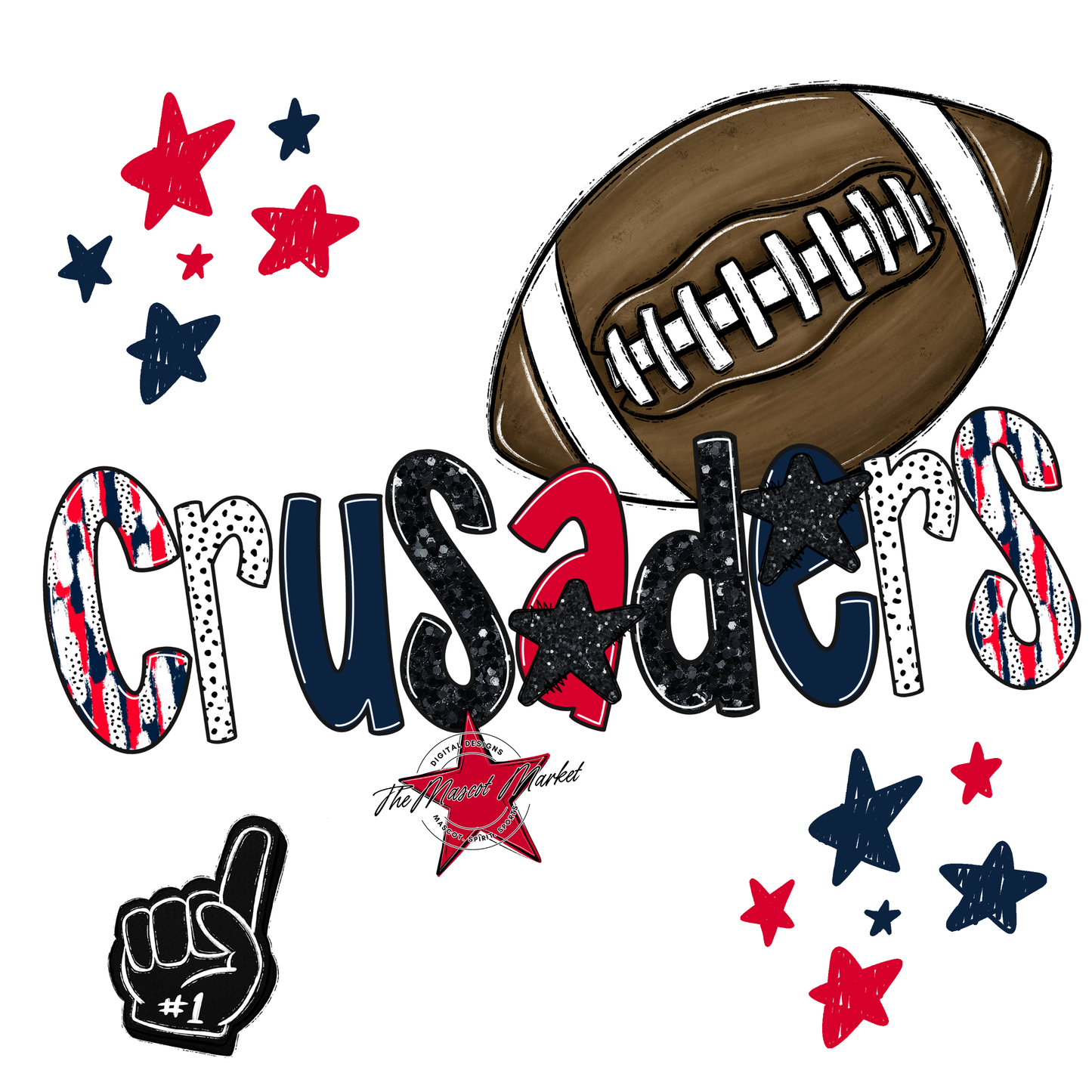 Crusaders Football Scrape-Navy-Red