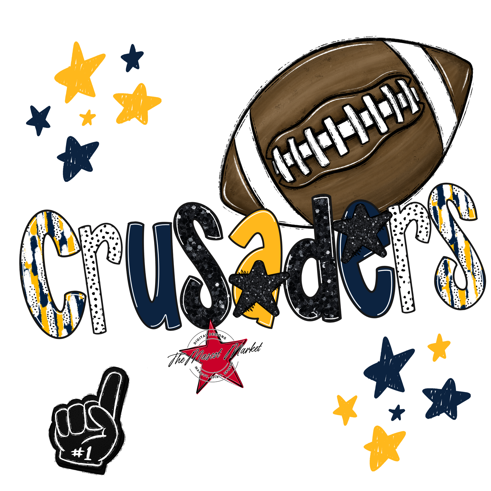 Crusaders Football Scrape-Navy-Yellow