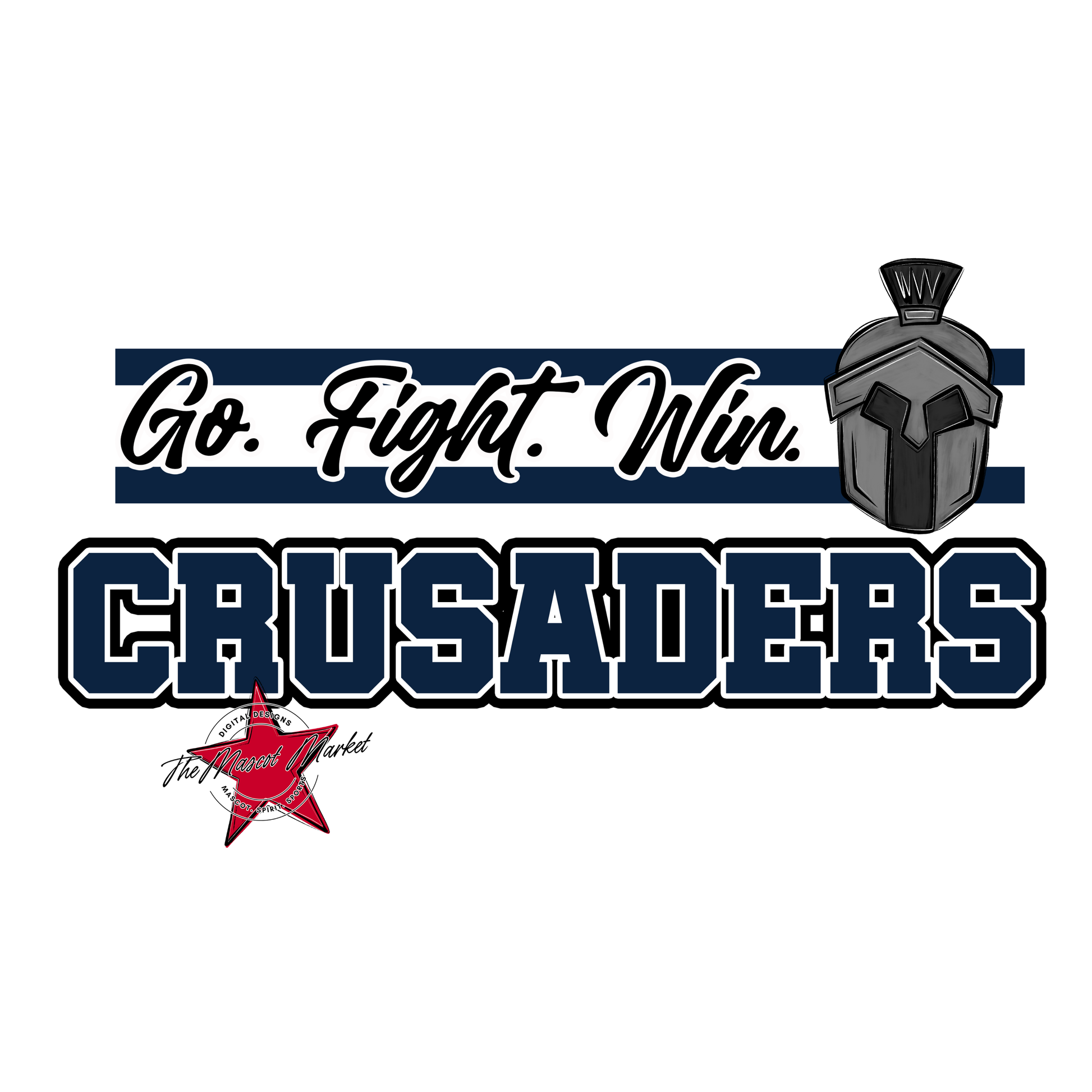 Crusaders Go Fight Win Mascot Lines-Navy