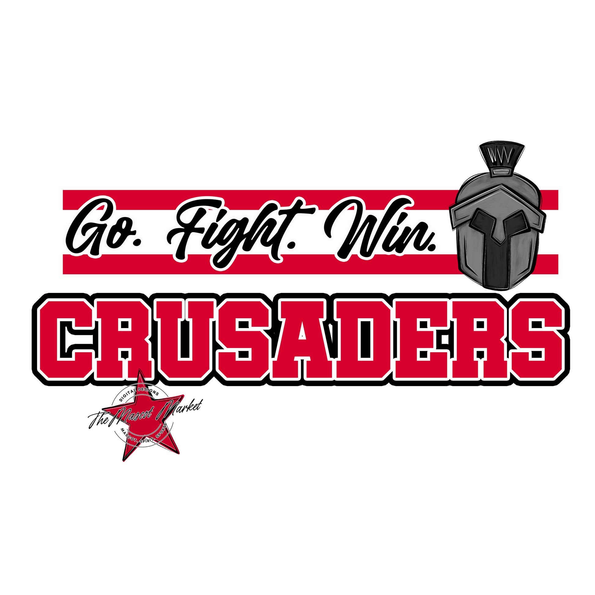 Crusaders Go Fight Win Mascot Lines-Red
