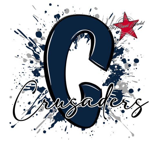 Crusaders Mascot Splatter-Navy & Grey