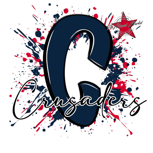 Crusaders Mascot Splatter-Navy & Red