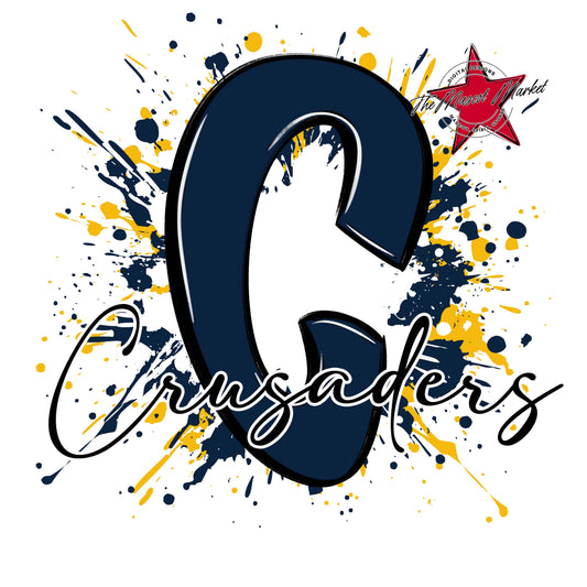 Crusaders Mascot Splatter-Navy & Yellow