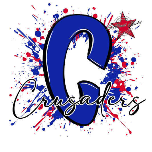 Crusaders Mascot Splatter-Royal Blue & Red
