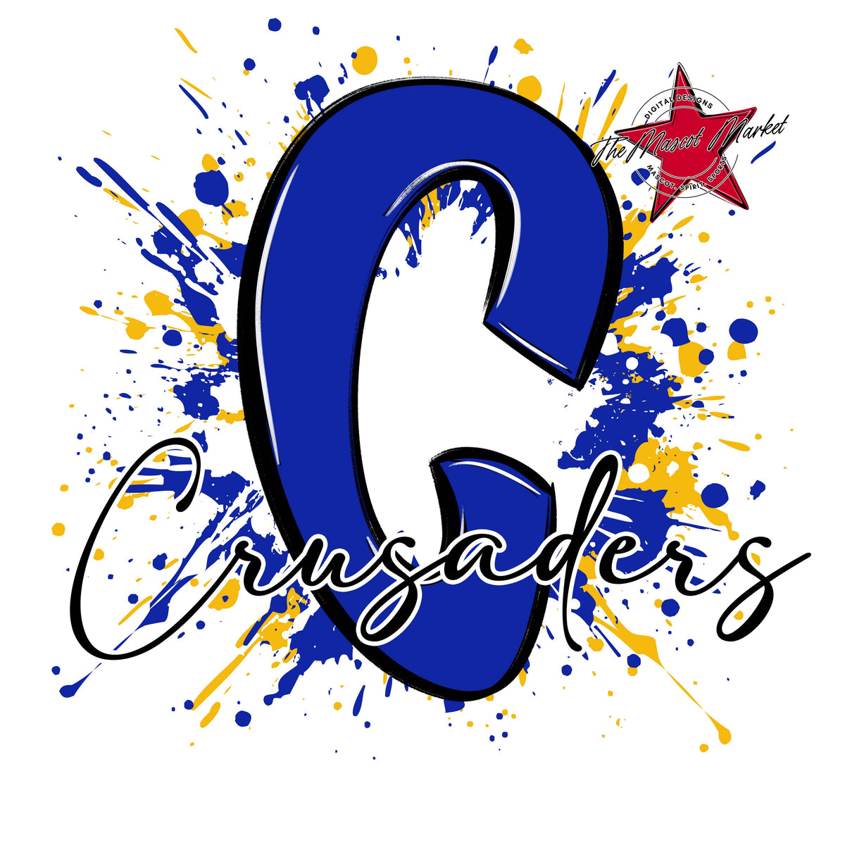 Crusaders Mascot Splatter-Royal Blue & Yellow
