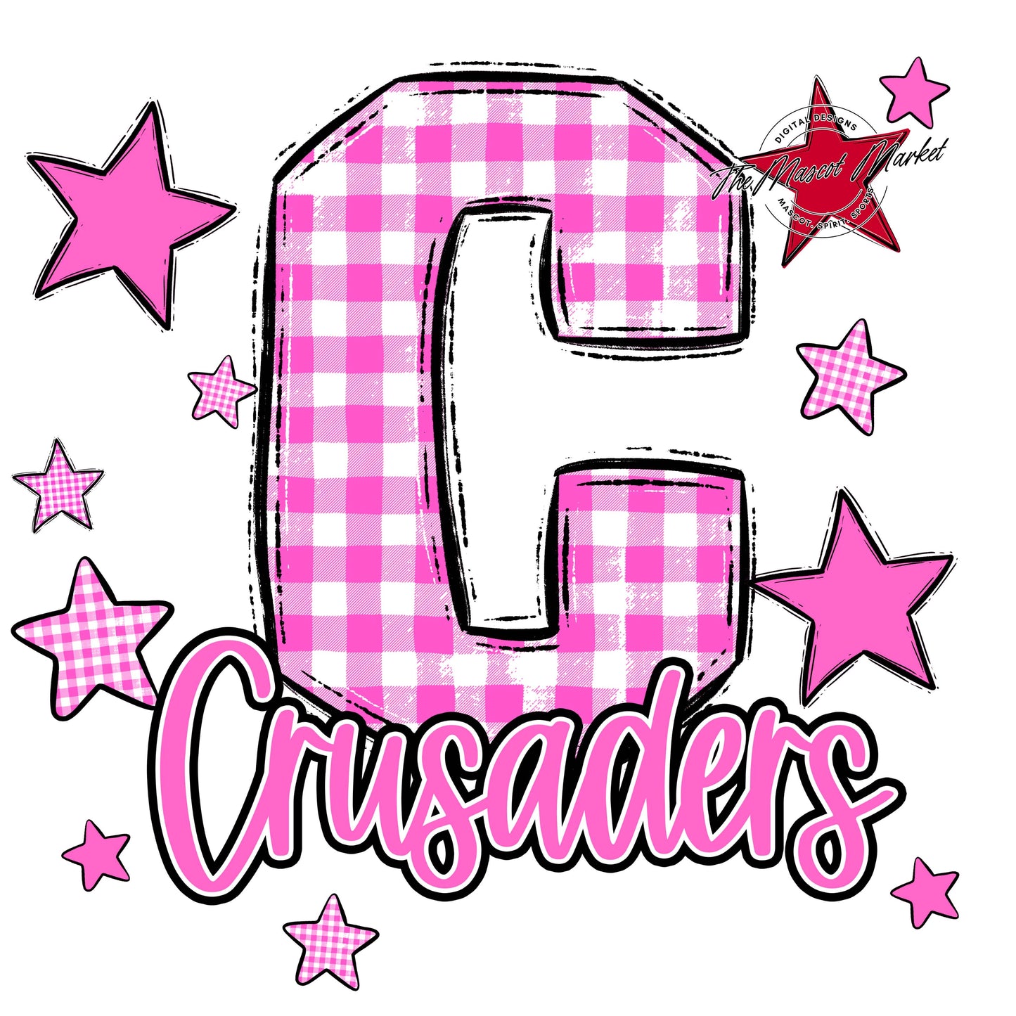Crusaders Plaid Star Design-Baby Pink