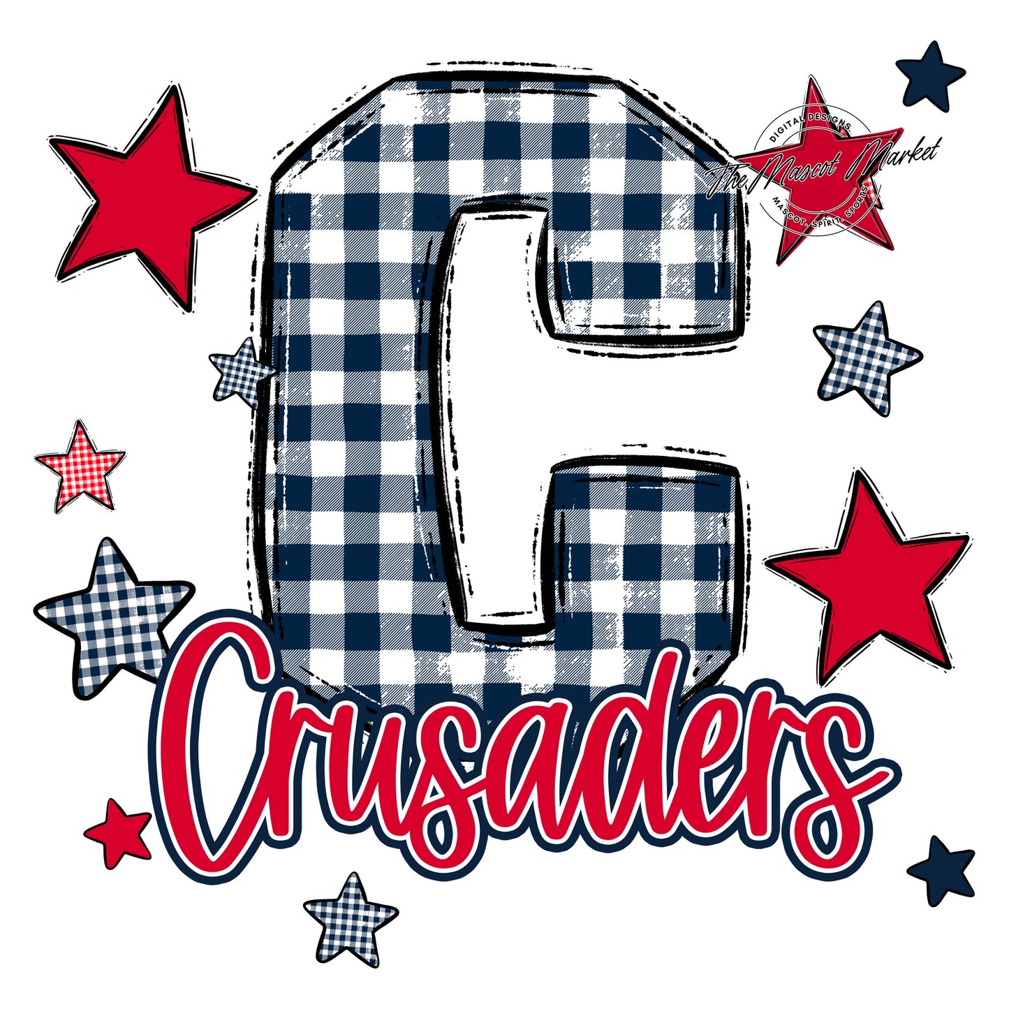 Crusaders Plaid Star Design-Navy & Red