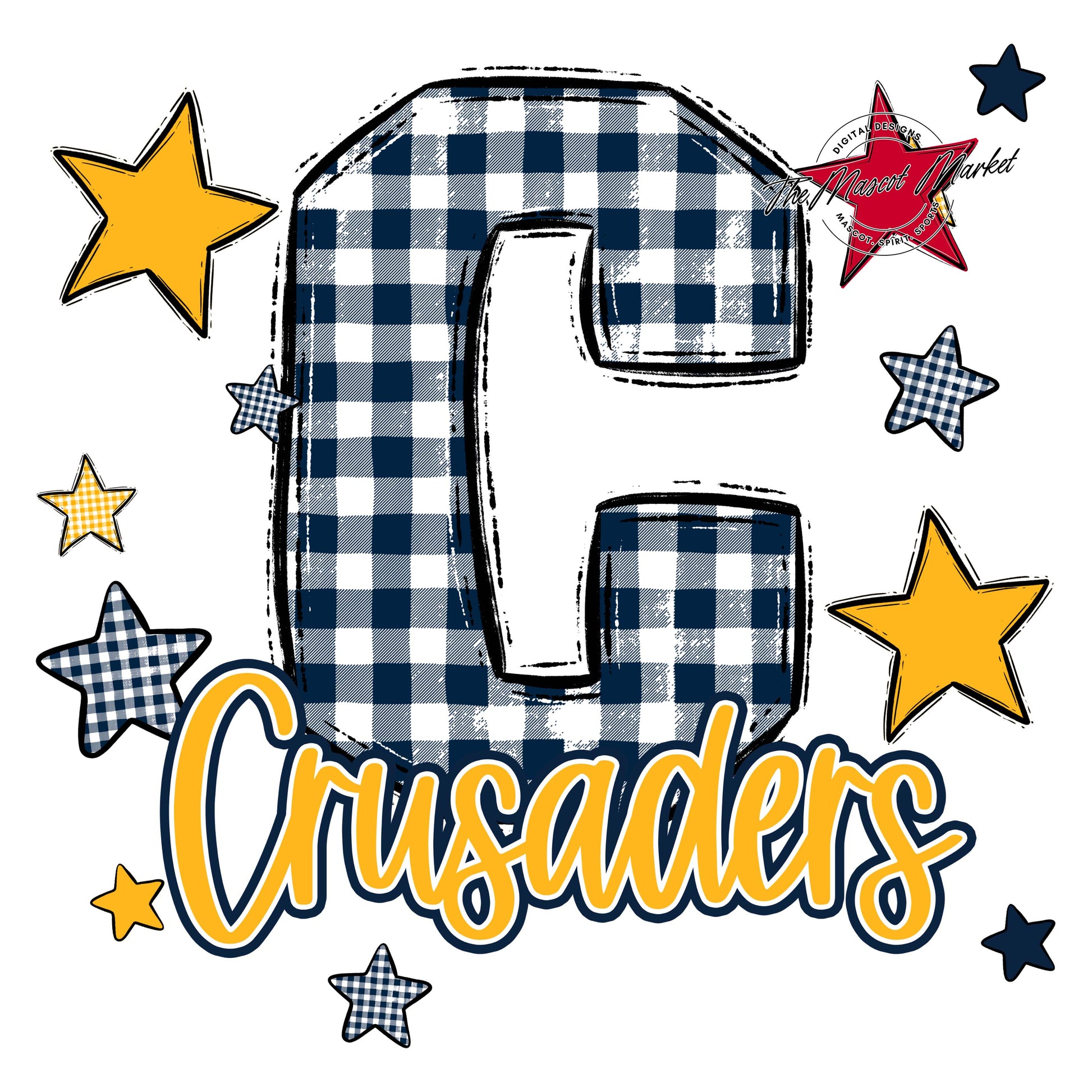 Crusaders Plaid Star Design-Navy & Yellow
