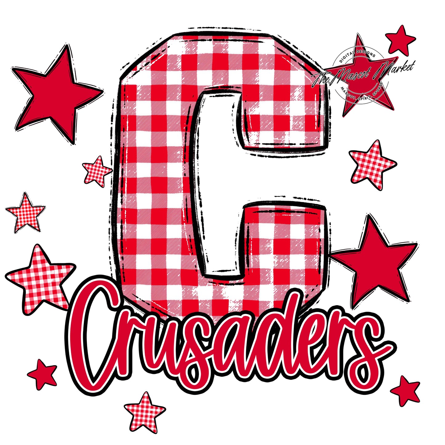 Crusaders Plaid Star Design-Red