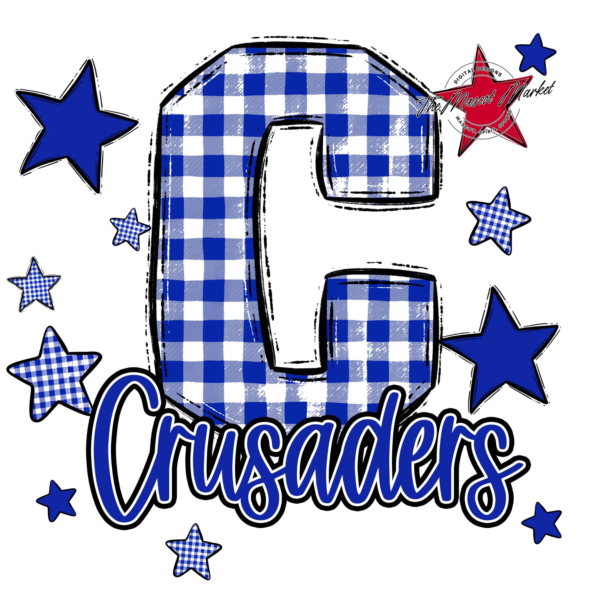 Crusaders Plaid Star Design-Royal Blue