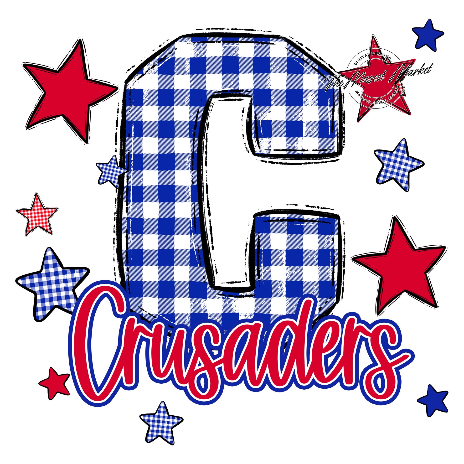 Crusaders Plaid Star Design-Royal Blue & Red