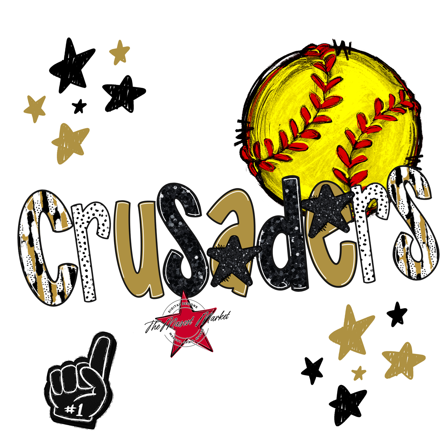Crusaders Softball Scrape-Gold