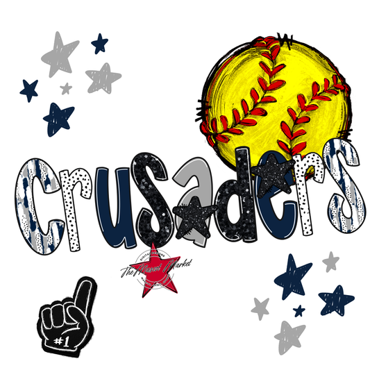 Crusaders Softball Scrape-Navy-Grey