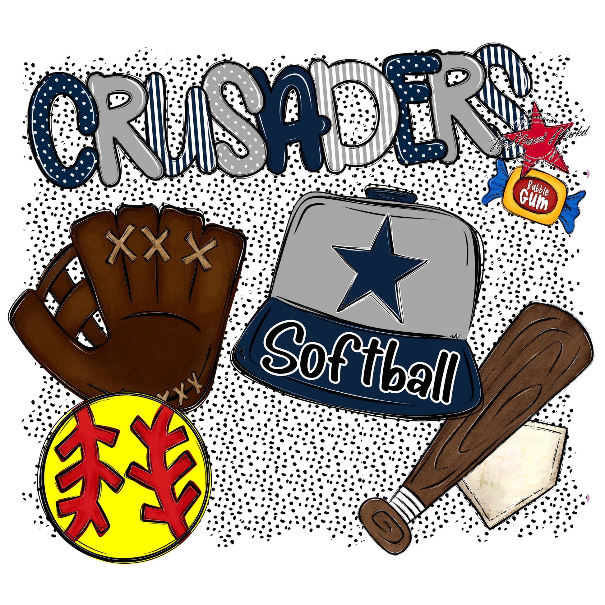 Crusaders Softball Spirit-Navy & Grey