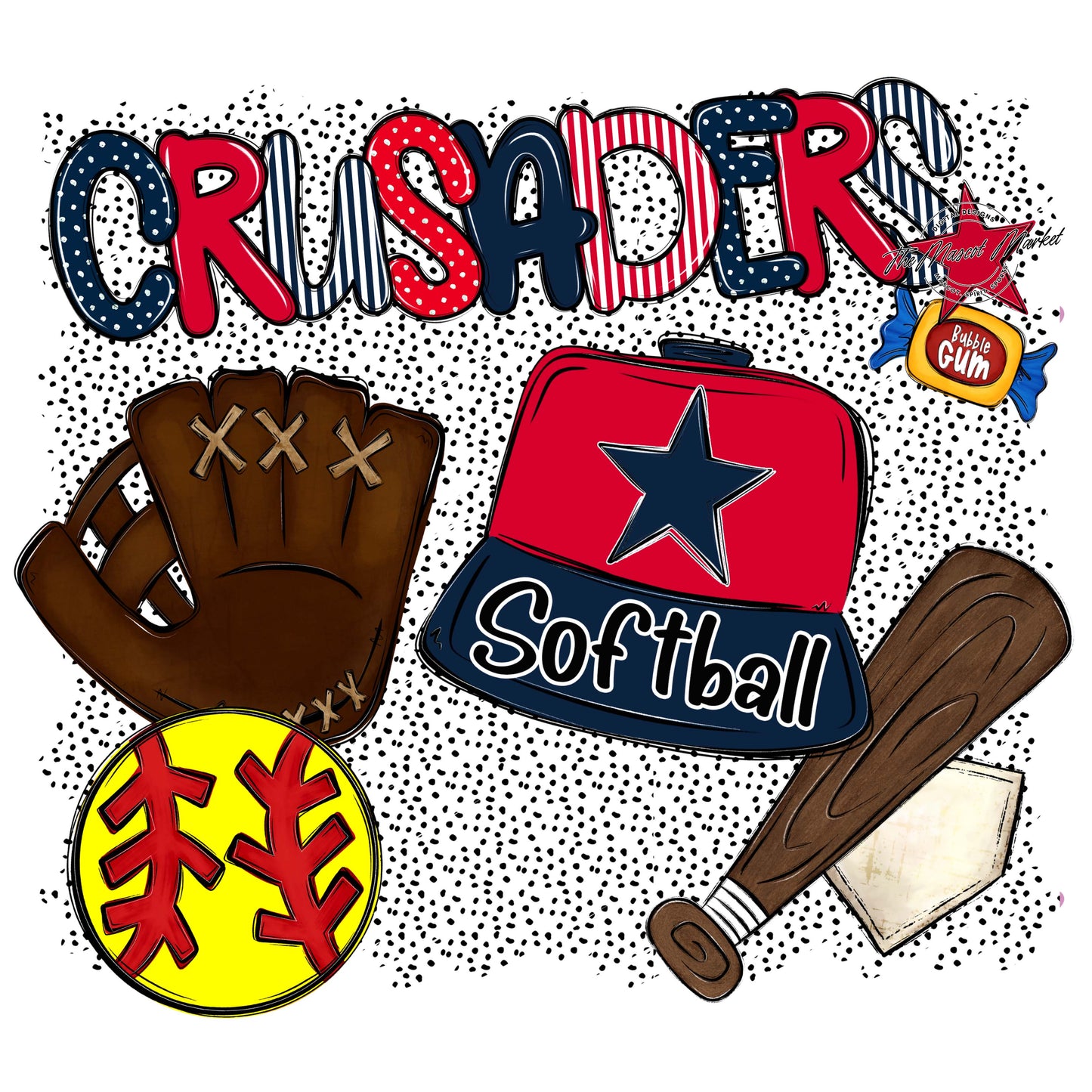Crusaders Softball Spirit-Navy & Red