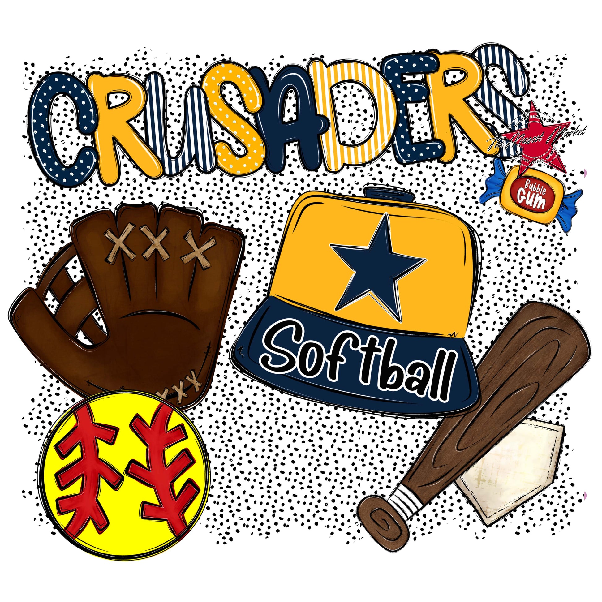 Crusaders Softball Spirit-Navy & Yellow