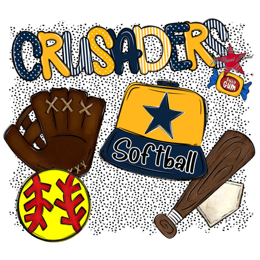 Crusaders Softball Spirit-Navy & Yellow