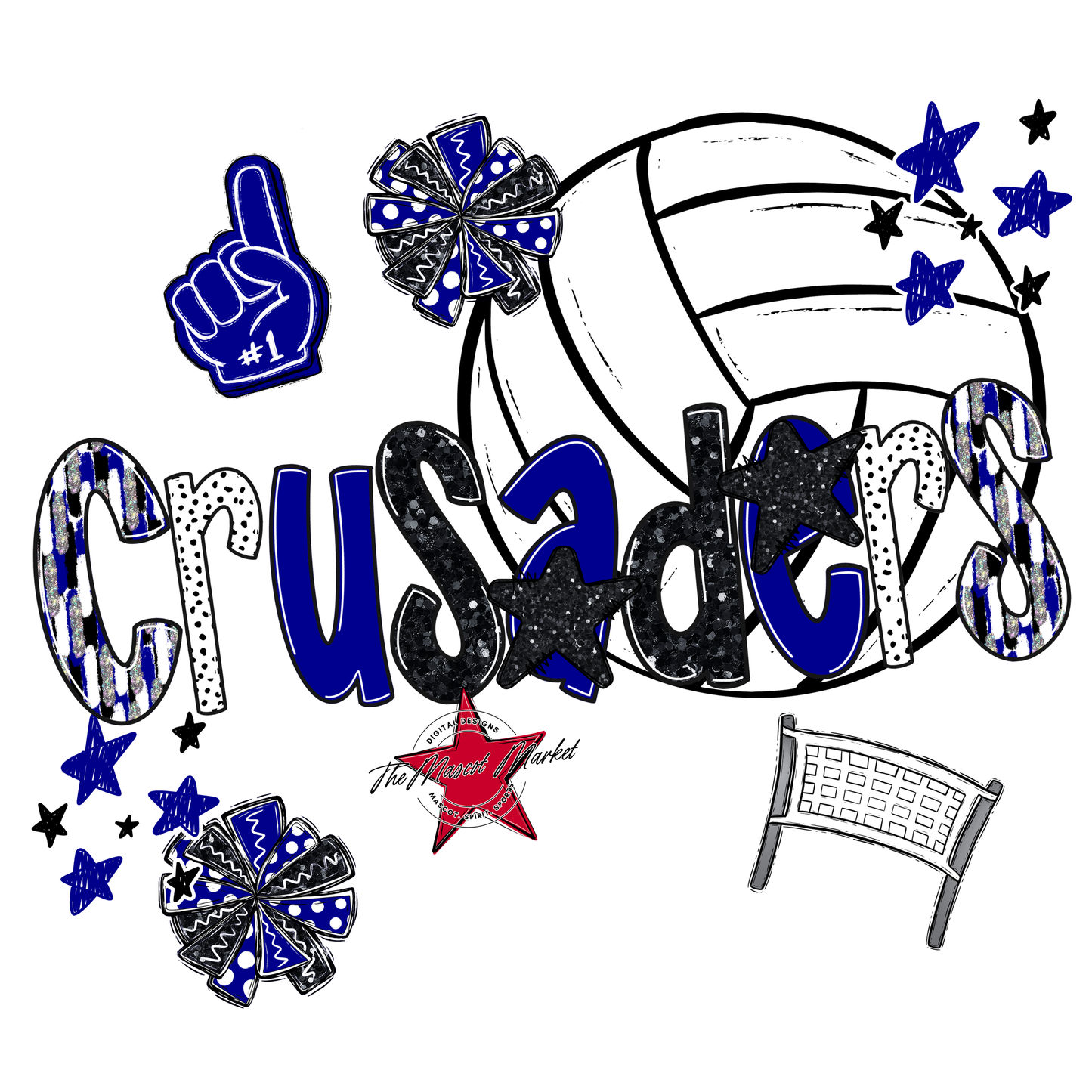 Crusaders Volleyball Scrape-Blue