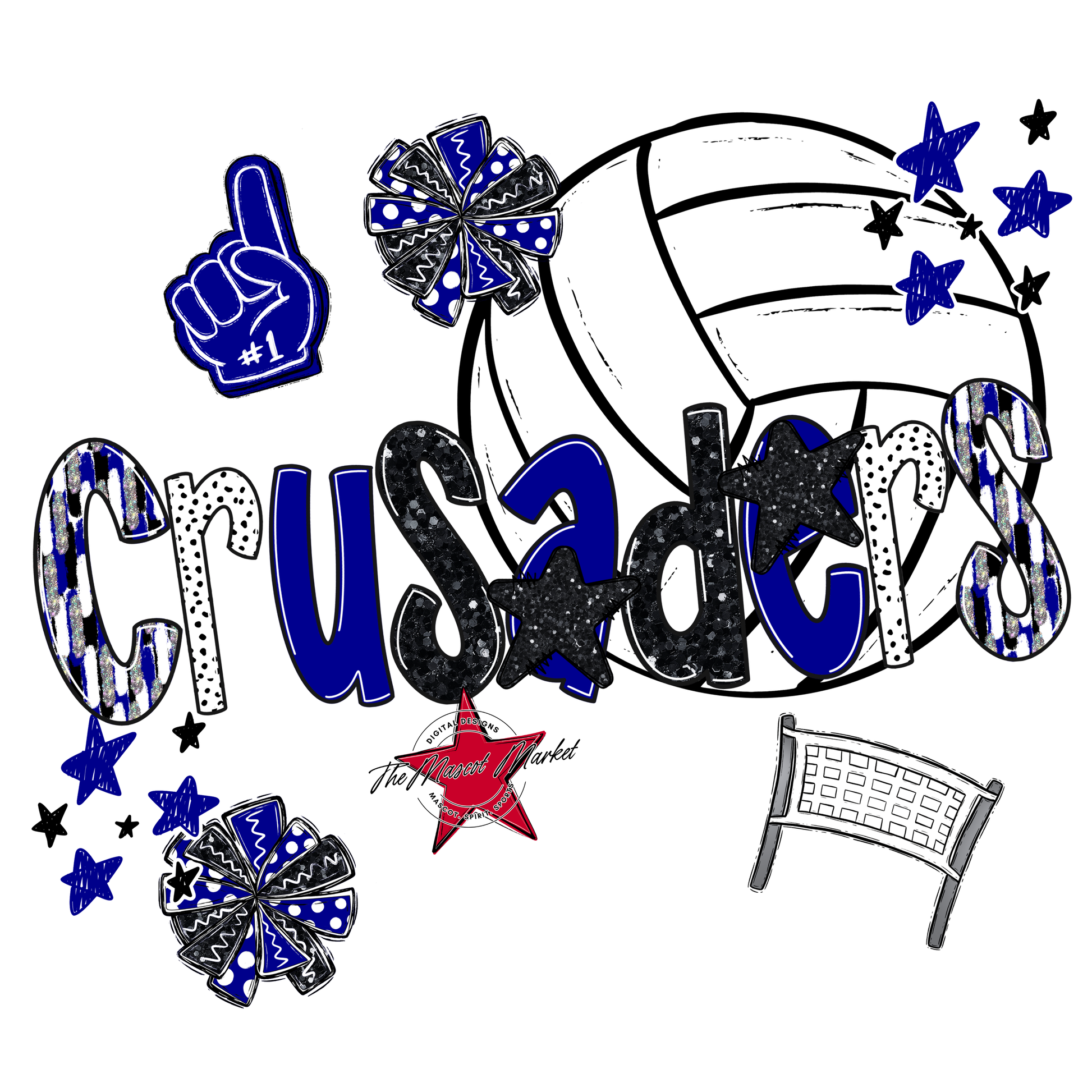 Crusaders Volleyball Scrape-Blue
