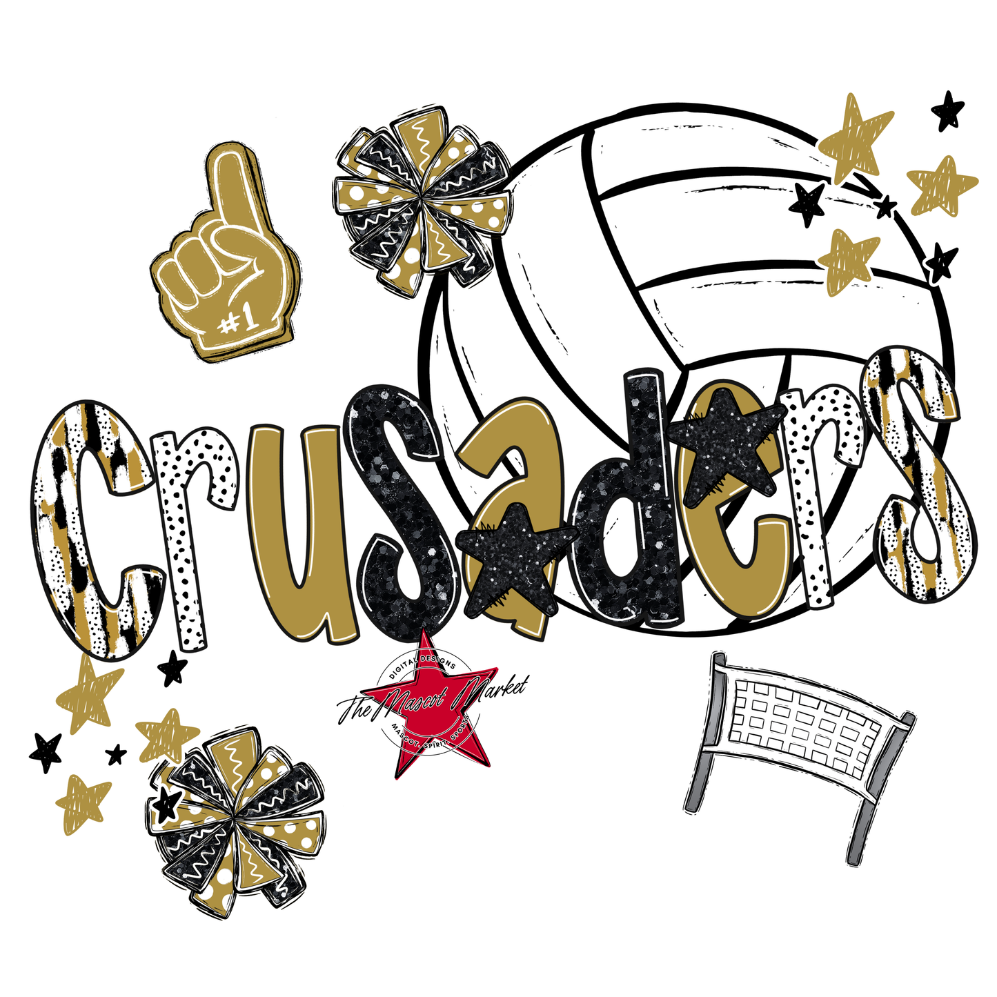 Crusaders Volleyball Scrape-Gold