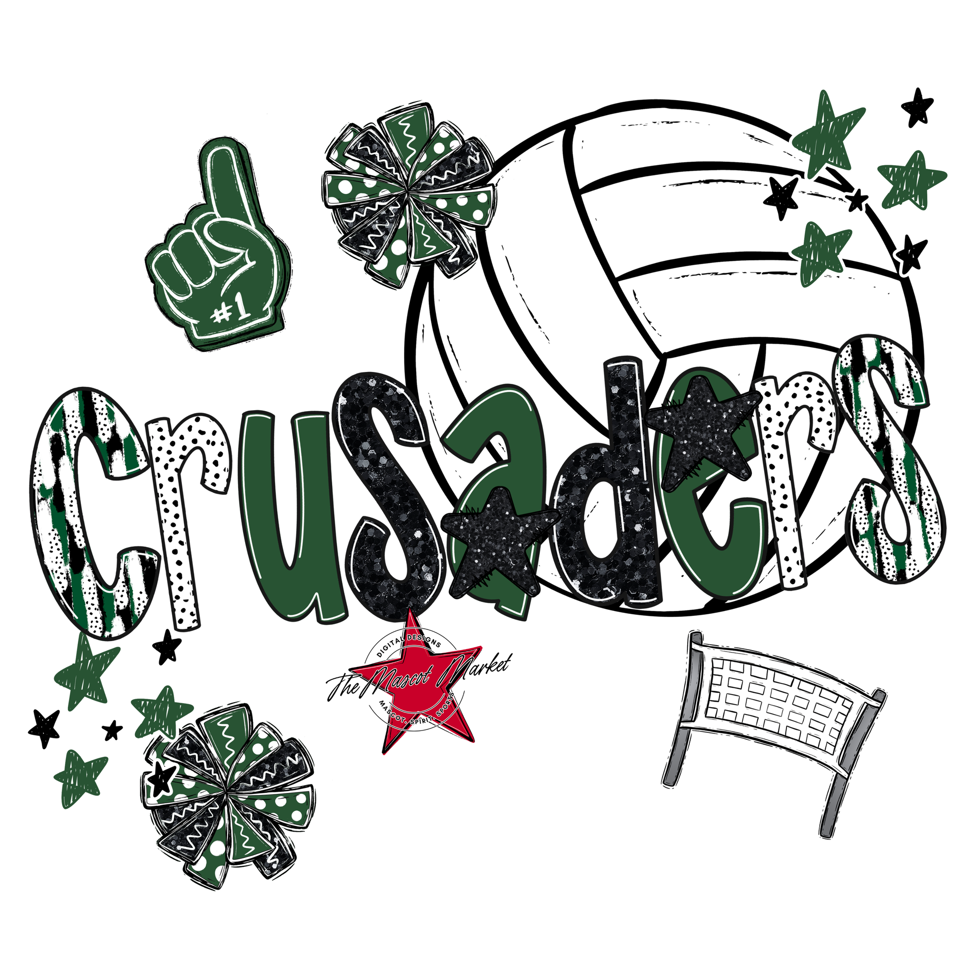 Crusaders Volleyball Scrape-Green