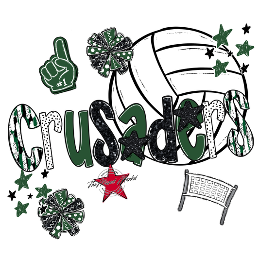 Crusaders Volleyball Scrape-Green