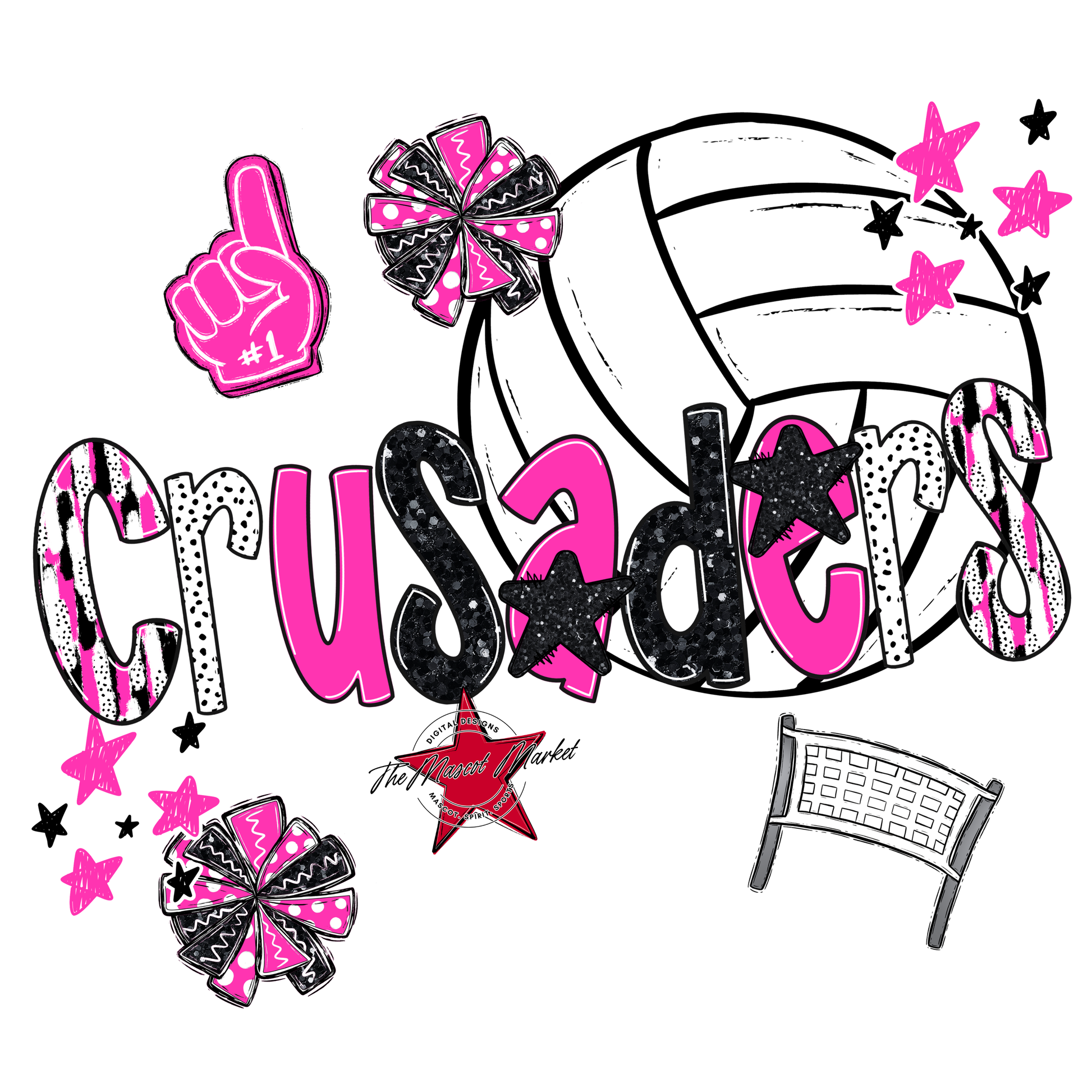 Crusaders Volleyball Scrape-Pink