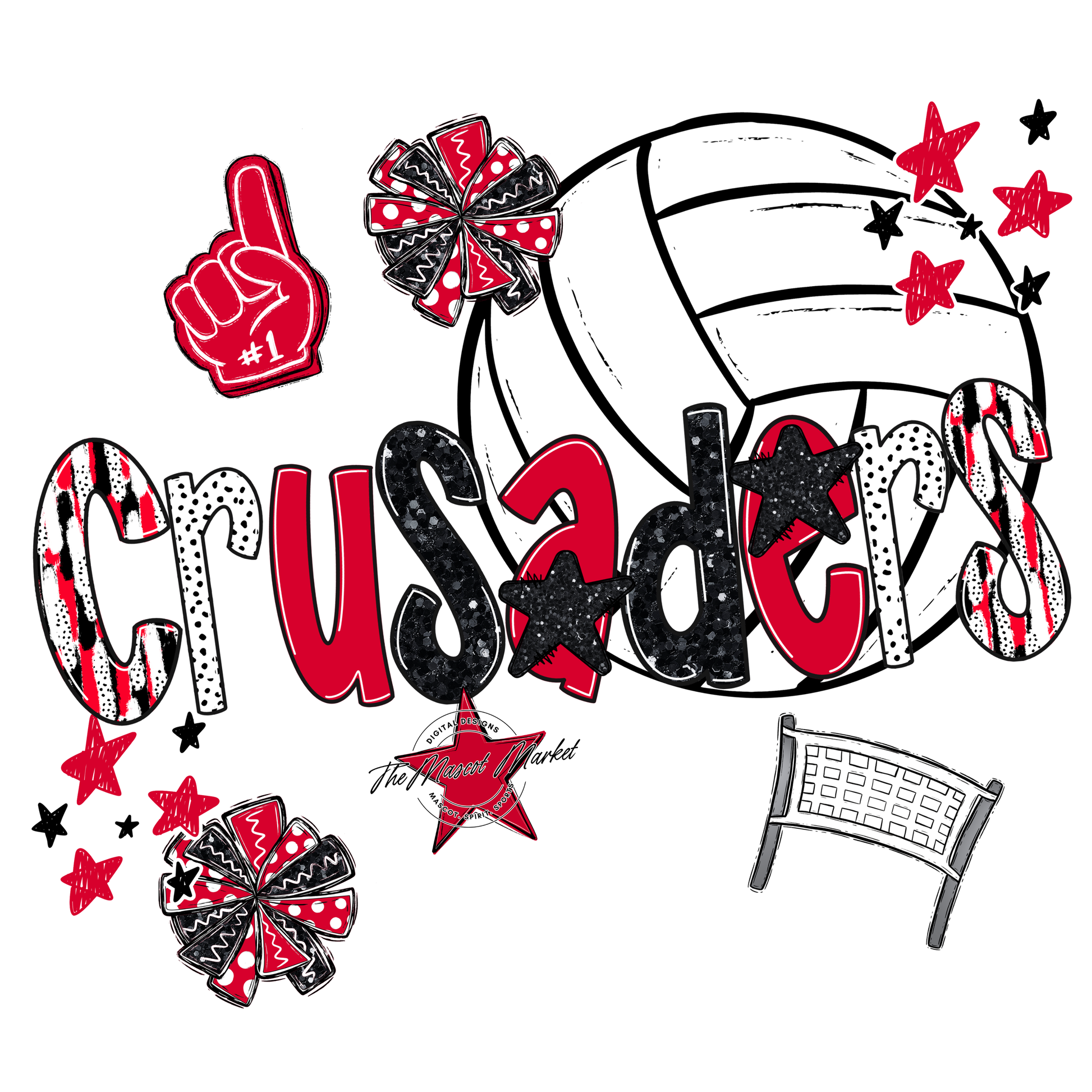 Crusaders Volleyball Scrape-Red