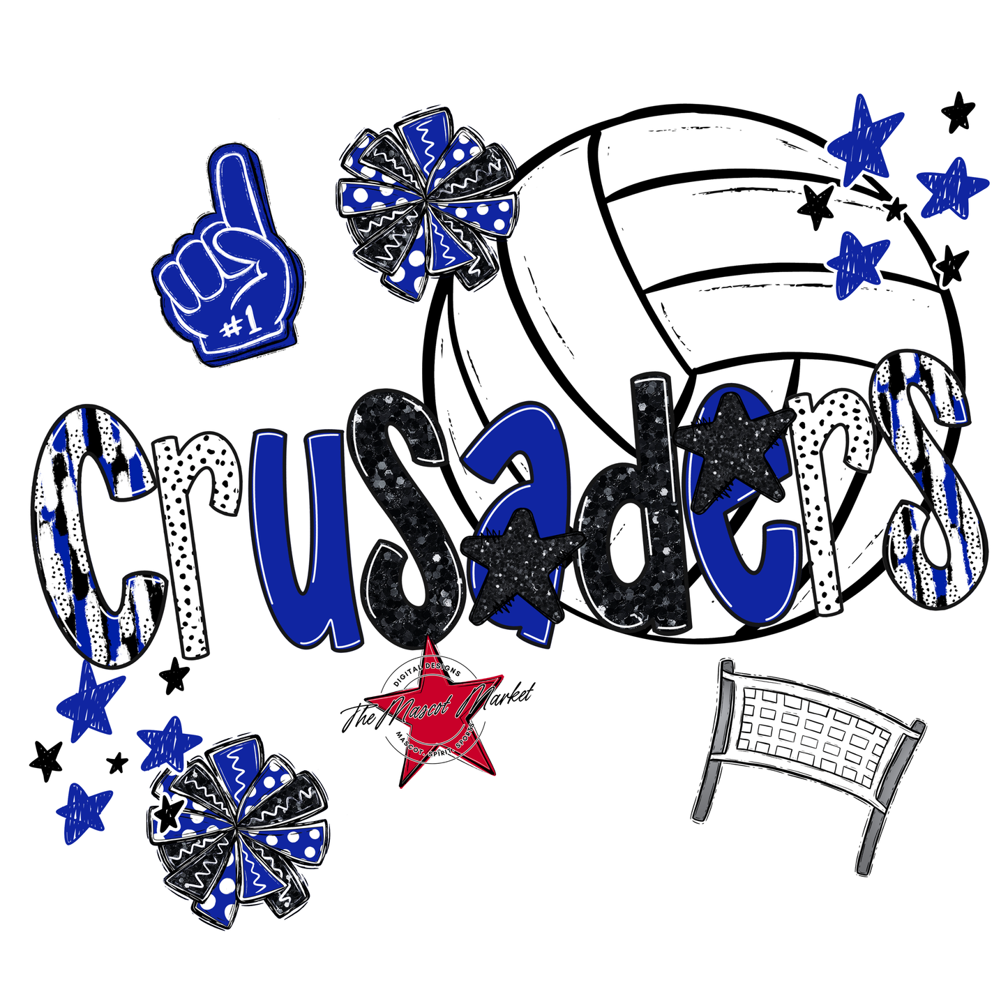 Crusaders Volleyball Scrape-Royal Blue