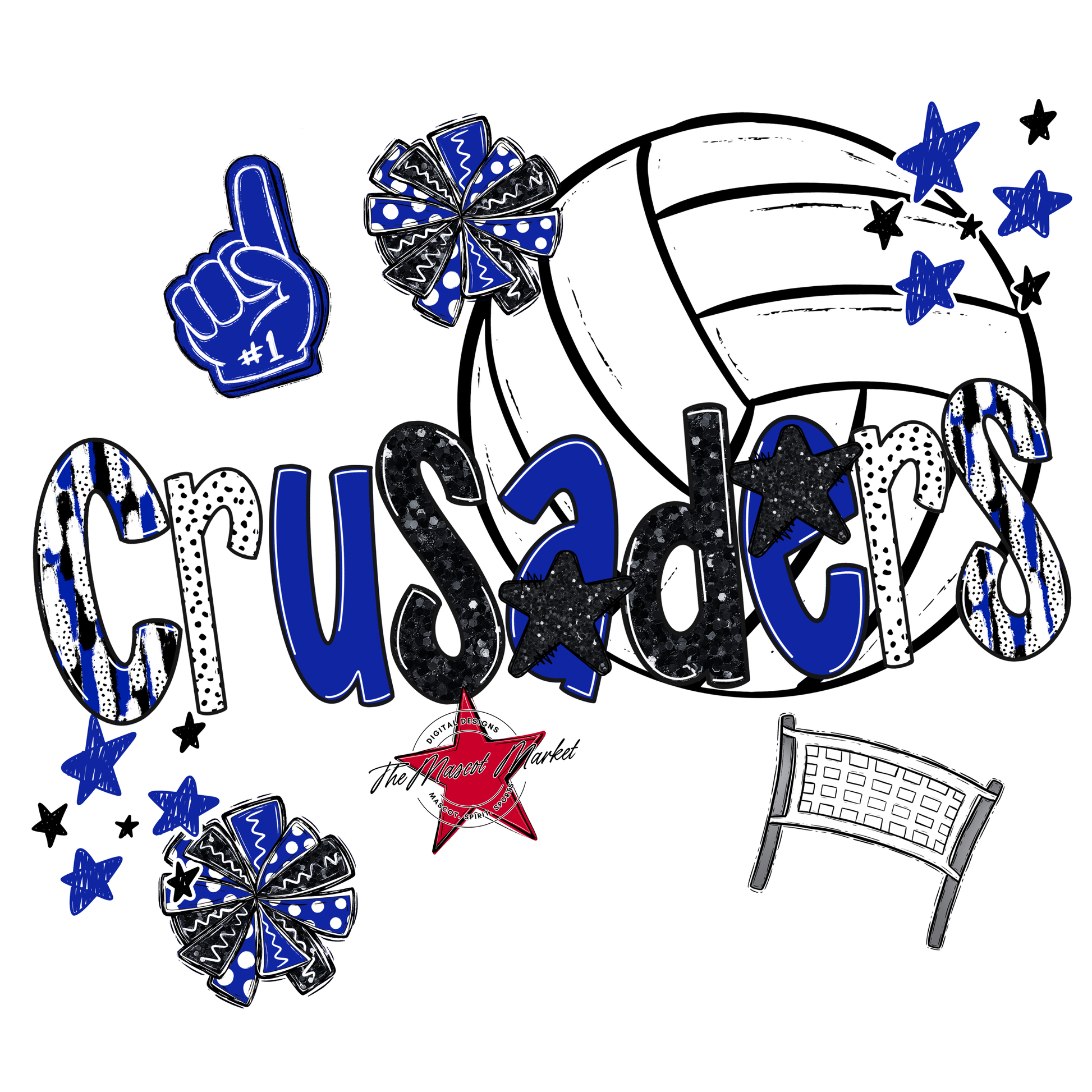 Crusaders Volleyball Scrape-Royal Blue