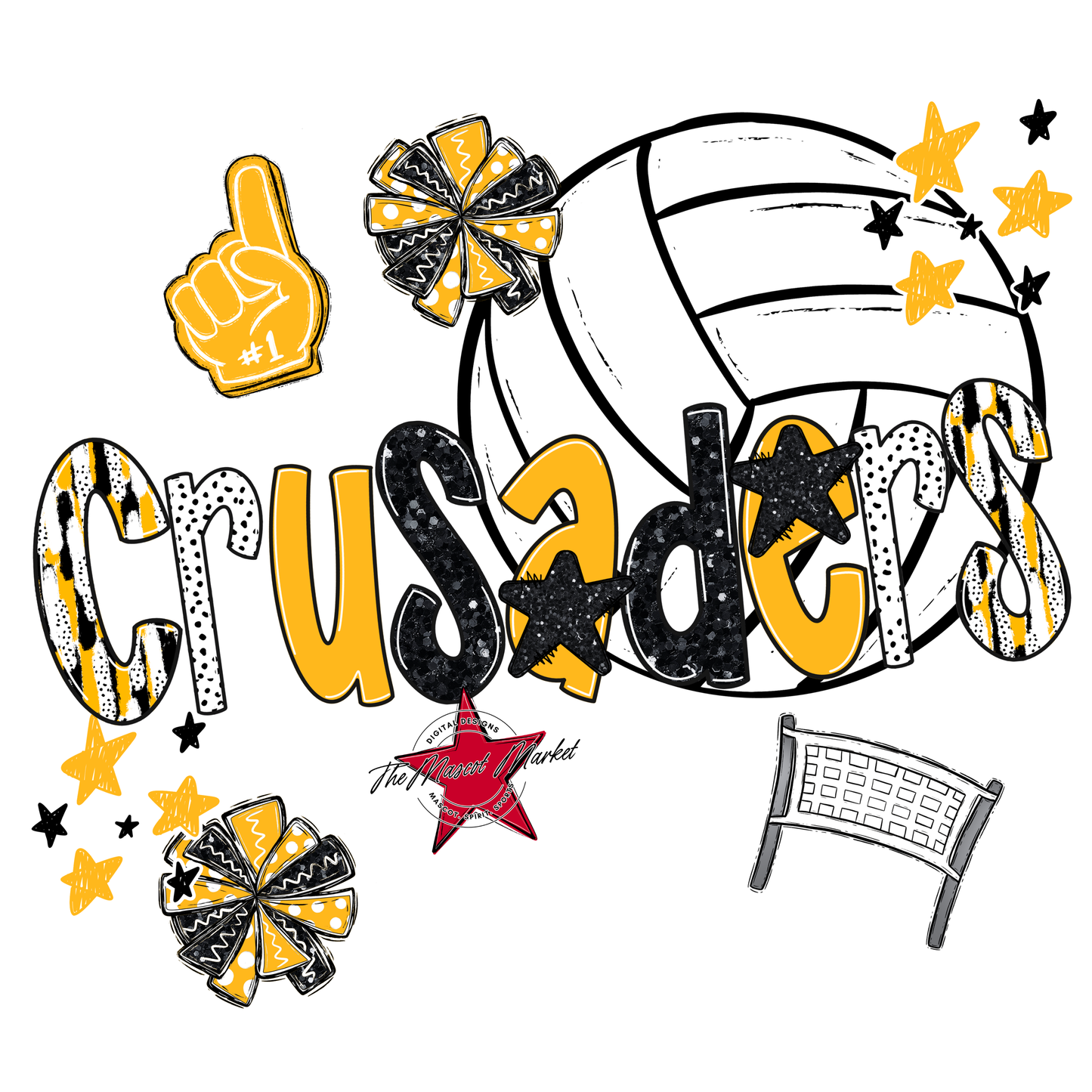 Crusaders Volleyball Scrape-Yellow