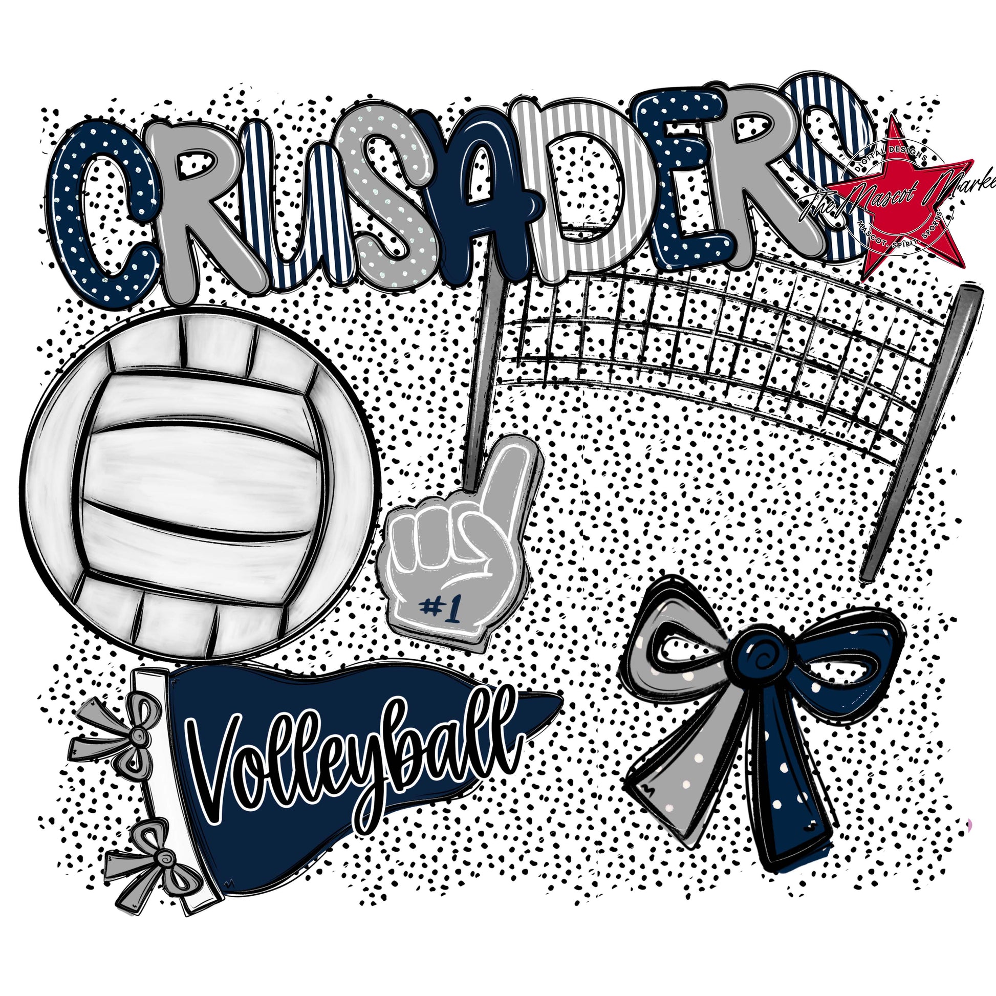Crusaders Volleyball Spirit-Navy & Grey
