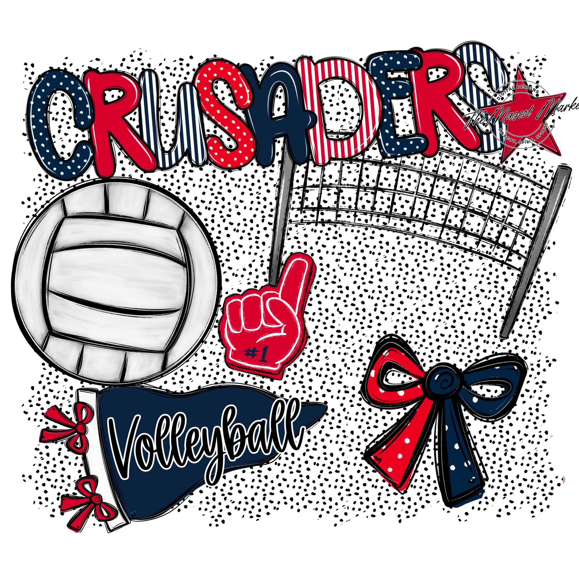 Crusaders Volleyball Spirit-Navy & Red