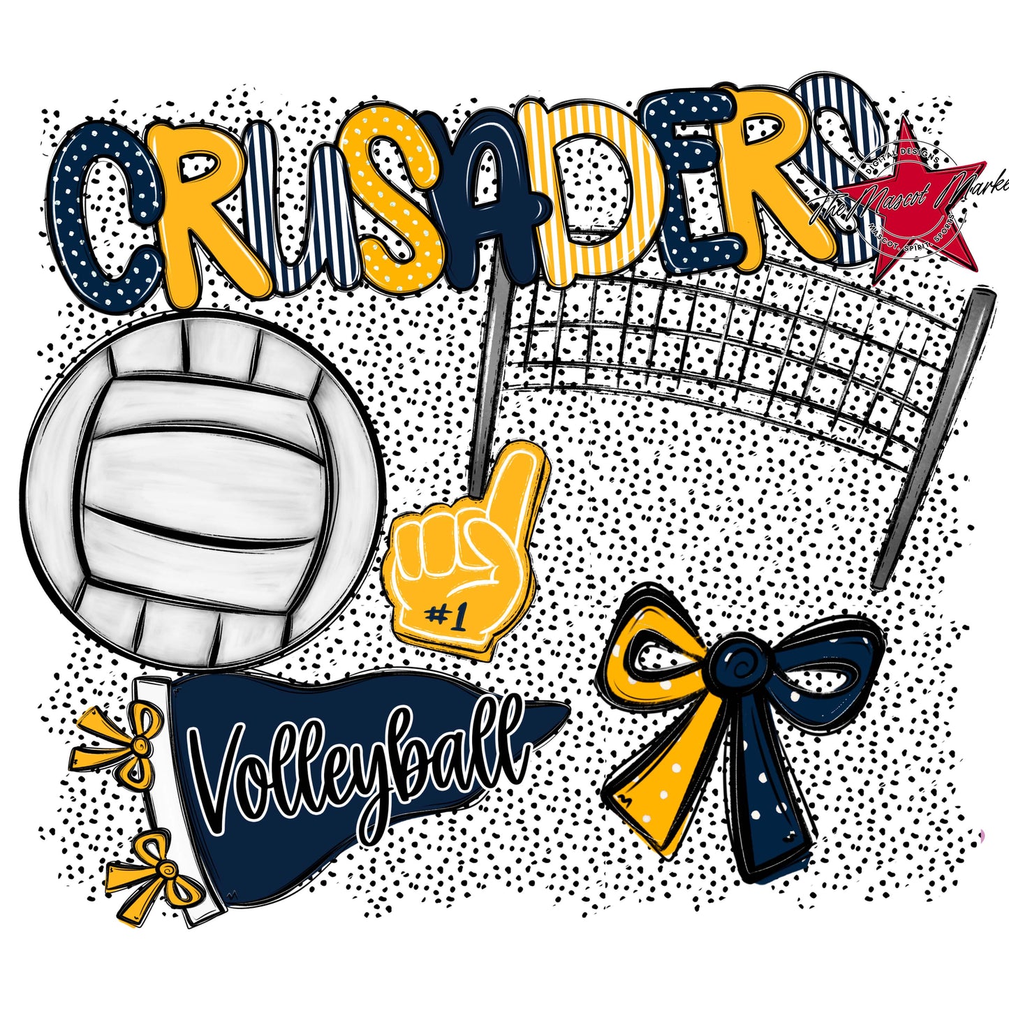 Crusaders Volleyball Spirit-Navy & Yellow