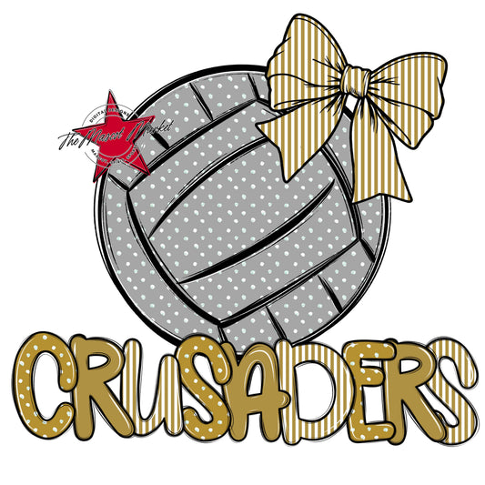Crusaders Volleyball Spirit Design-Gold