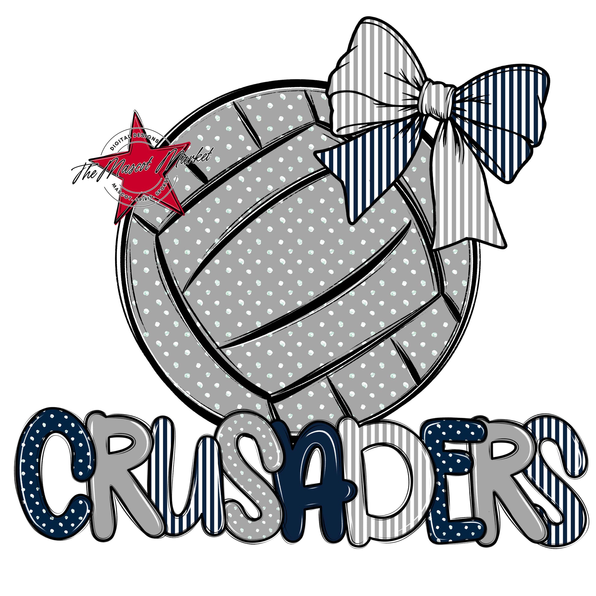 Crusaders Volleyball Spirit Design-Navy & Grey