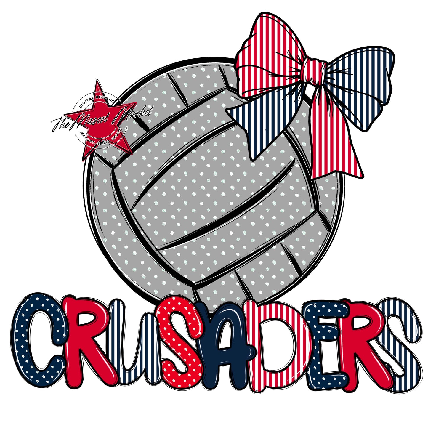 Crusaders Volleyball Spirit Design-Navy & Red