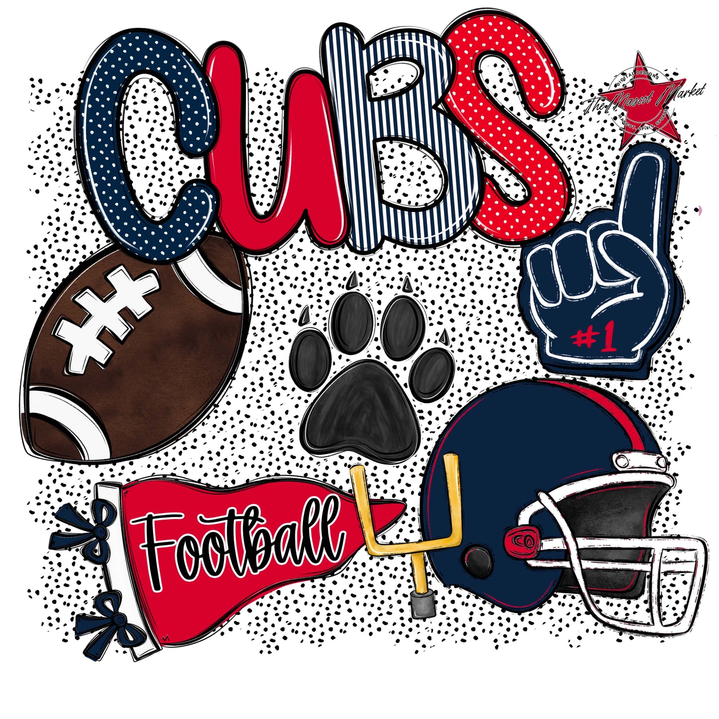 Cubs Football Spirit-Navy & Red