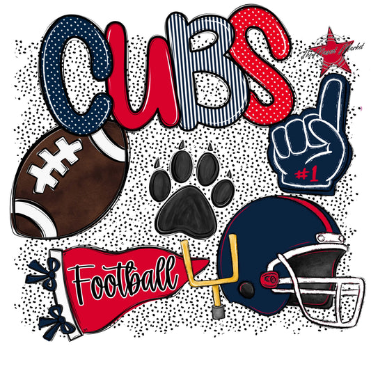 Cubs Football Spirit-Navy & Red