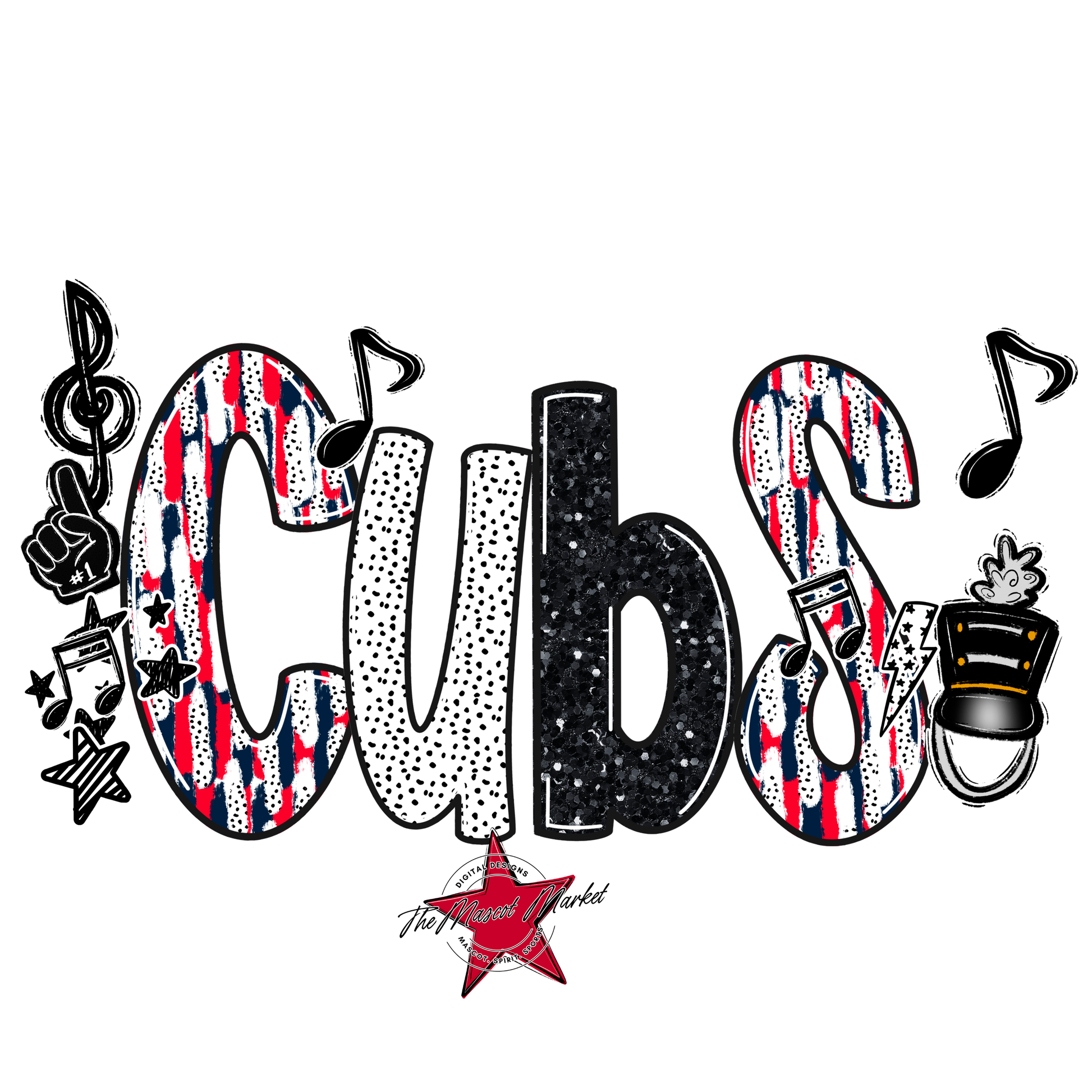 Cubs Band Scrape-Navy-Red