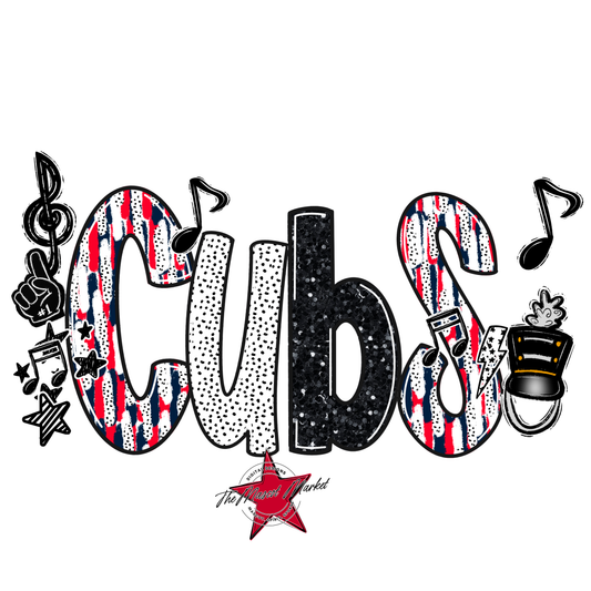 Cubs Band Scrape-Navy-Red