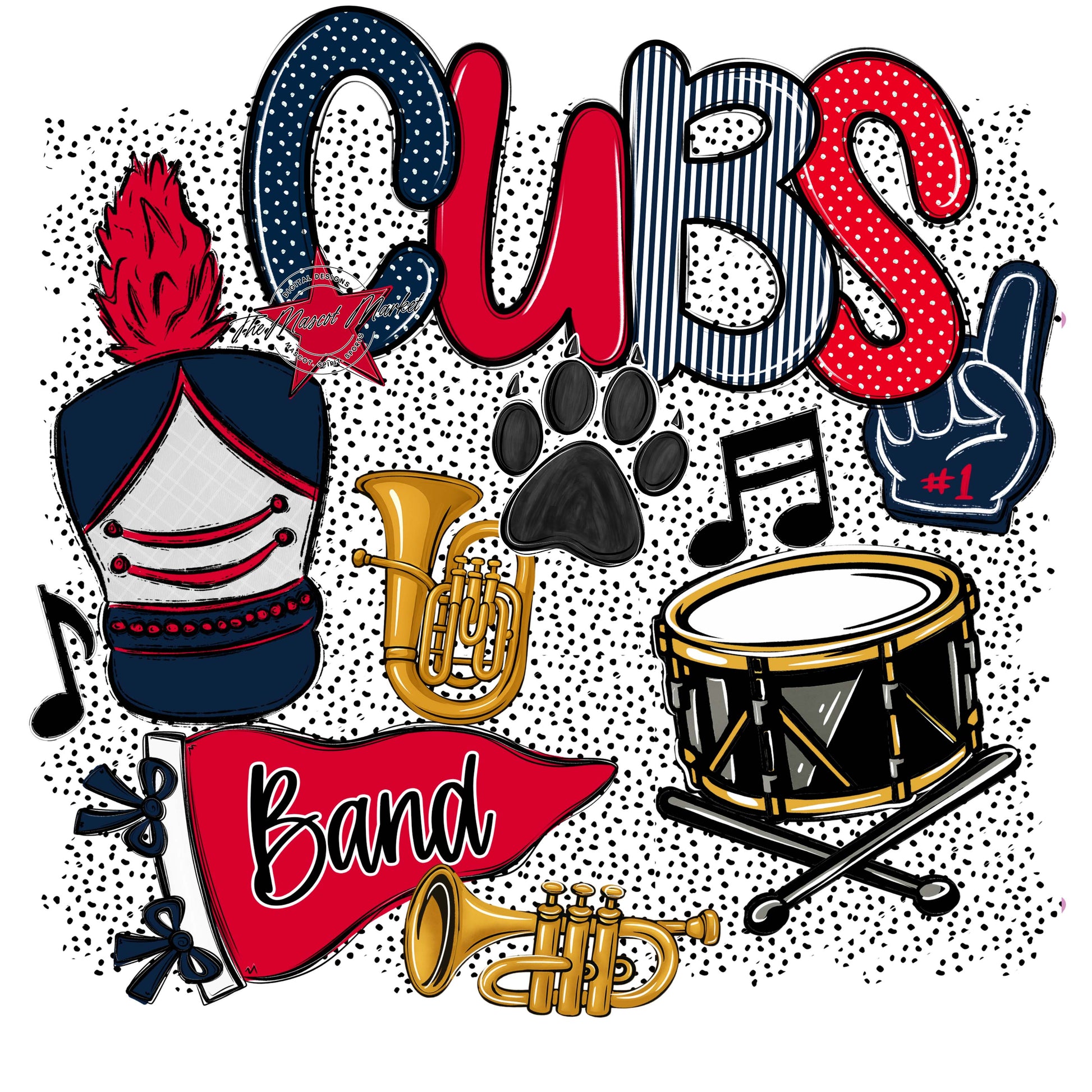 Cubs Band Spirit-Navy & Red