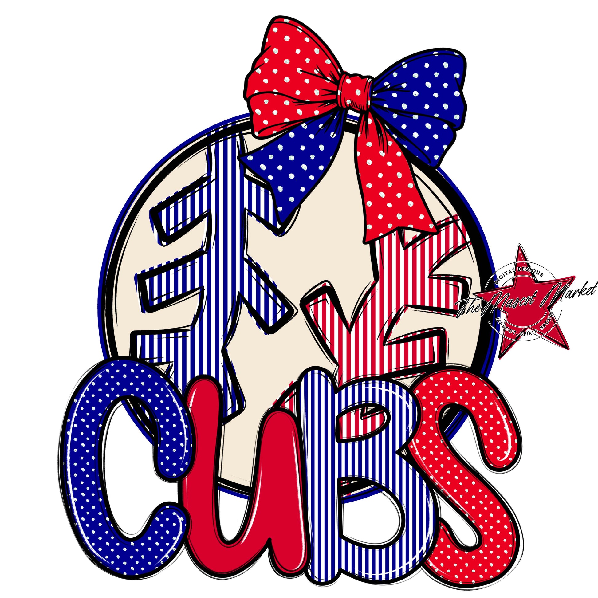 Cubs Baseball-Softball Spirit Design-Blue & Red