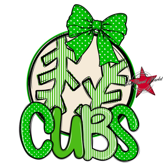 Cubs Baseball-Softball Spirit Design-Bright Green