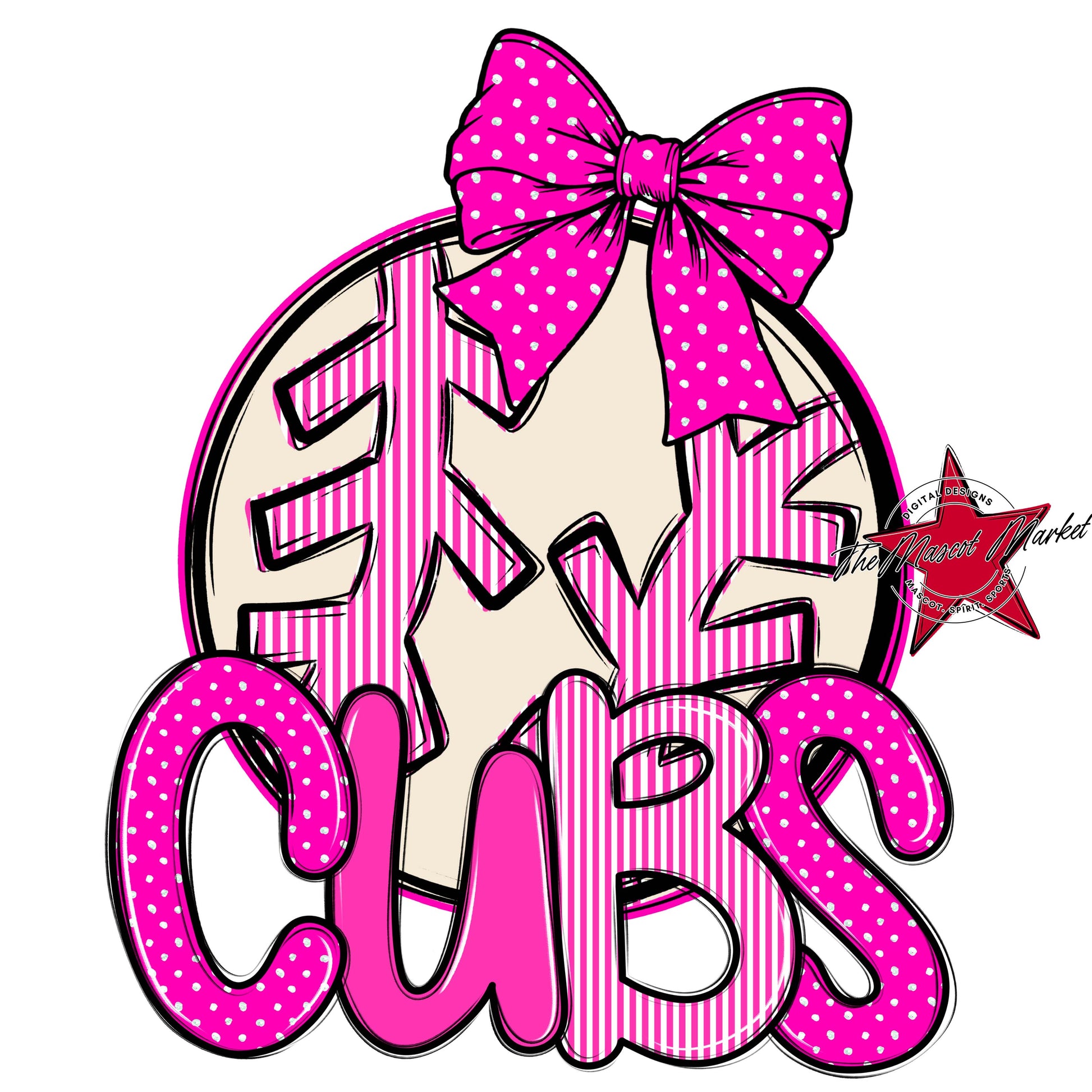 Cubs Baseball-Softball Spirit Design-Pink